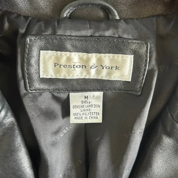 Vintage Preston & York Black Soft Leather‎ Long Trench Jacket Women's Medium - Picture 4 of 7